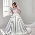 Mikado Satin Ball Gown Wedding Dress with Off Shoulder Straps LUISA