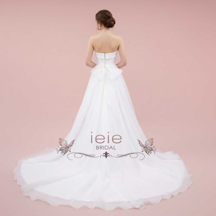 Strapless Organza A-line Wedding Dress with Bow | OLENA