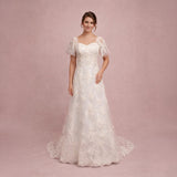 Timeless Lace A-line Wedding Dress with Flutter Sleeves | SOFIA