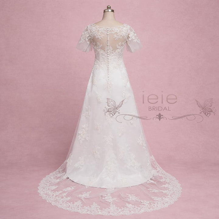 flutter sleeve a line wedding dress Square-Neck Spaghetti Straps Sleeveless Pleated Leopard Print Satin A- –  Laxag main image 0