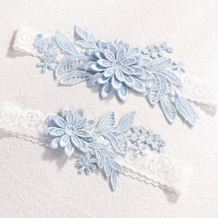 Pastel Blue Lace Wedding Garter Set for Bride GT2011