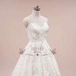 Luxurious Strapless Lace Ball Gown Wedding Dress | LAUREENA