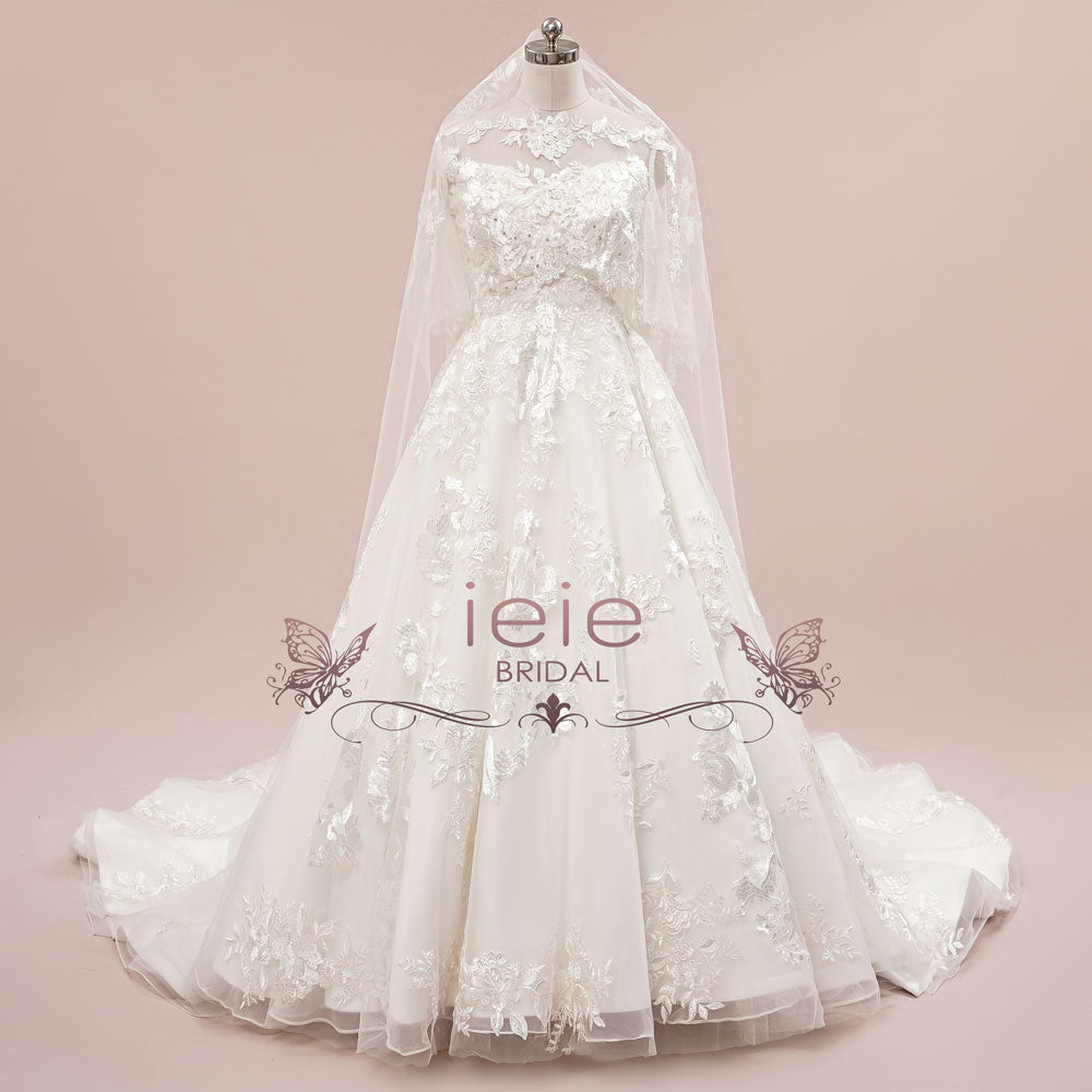 Luxurious Strapless Lace Ball Gown Wedding Dress | LAUREENA