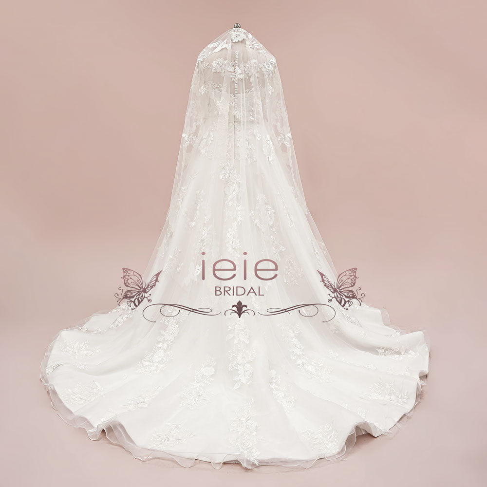 Luxurious Strapless Lace Ball Gown Wedding Dress | LAUREENA