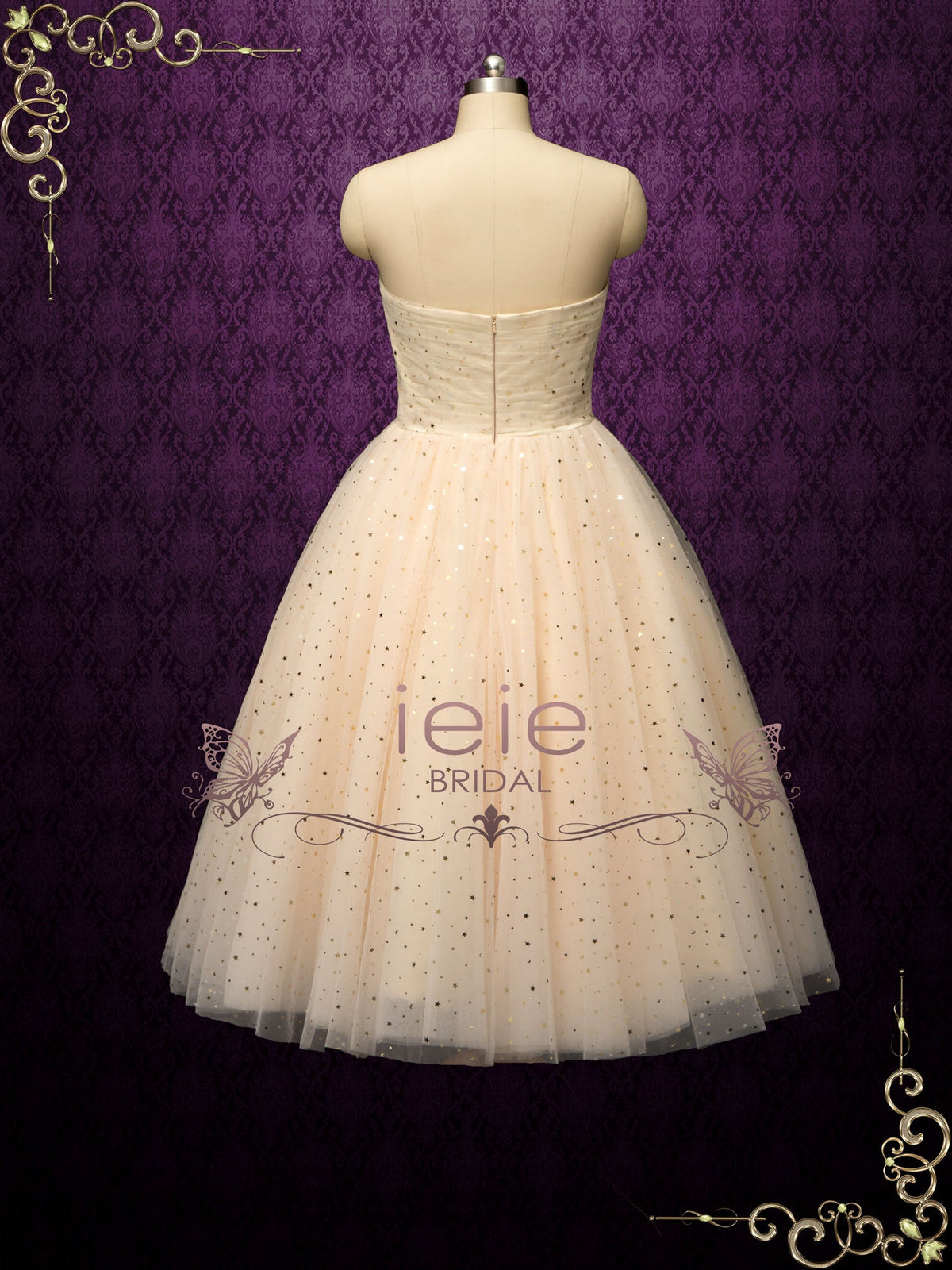 Ready to Wear Strapless Short Stars Themed Blush Wedding Dress LYRA