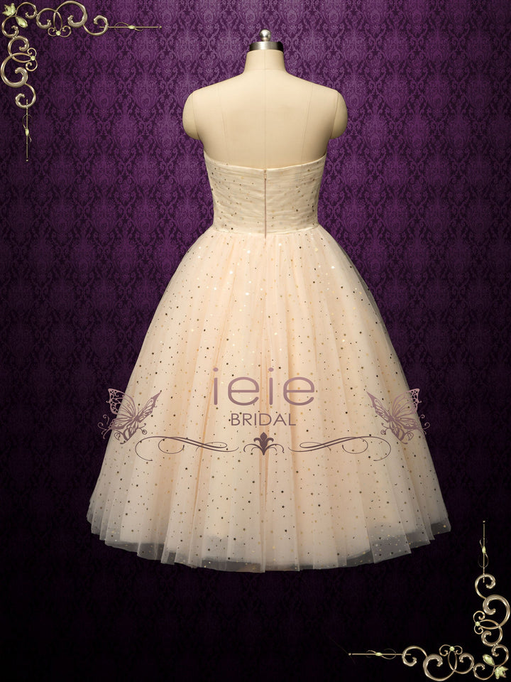 Ready to Wear Strapless Short Stars Themed Blush Wedding Dress LYRA