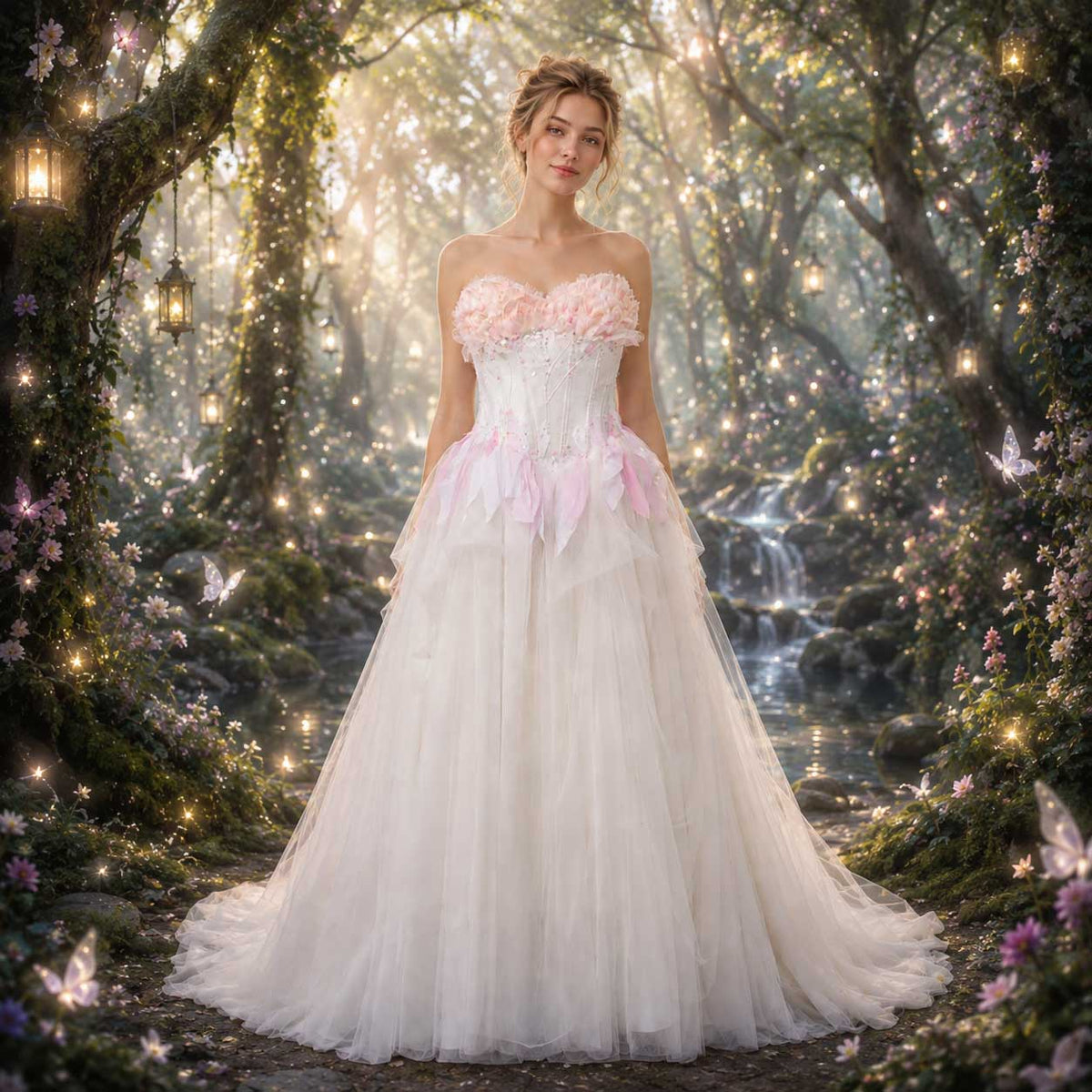 Unqiue Fantasy Wedding dress with Floral Petals | PRIMROSE