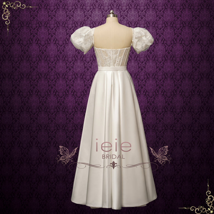 Convertible Lace Fitted Wedding Dress with Detachable Train NELCY