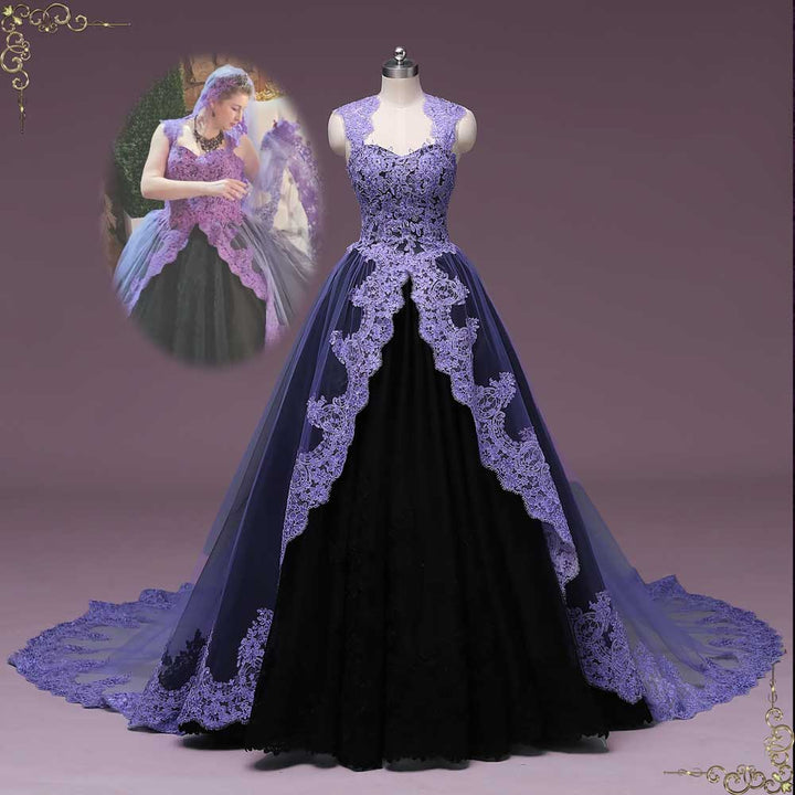 Unique Purple Black Ball Gown Wedding Dress OCTOBER
