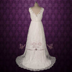 Vintage Bohemian Style Lace Wedding Dress with V Neckline | AMICE