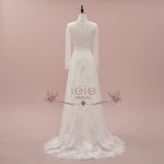 Vintage Style Modest Lace Wedding Dress with Long Sleeves | JASINIA
