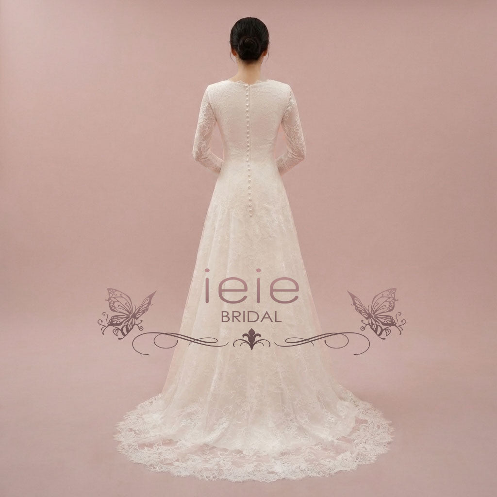Ready to Wear Lace Wedding Dress with Long Sleeves | JASINIA