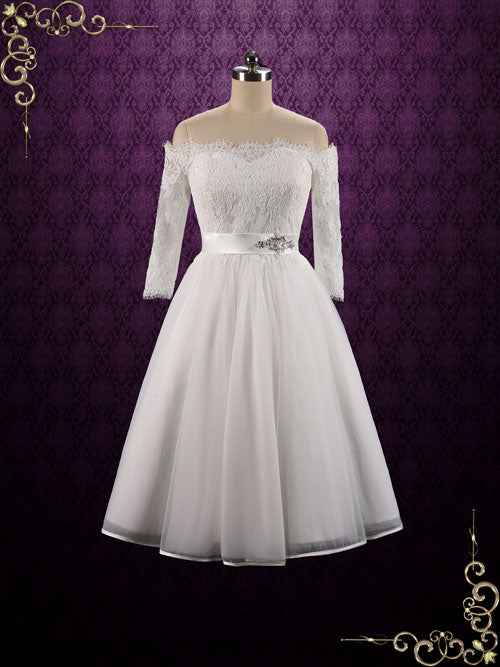 Retro Vintage Lace Off the Shoulder Wedding Dress