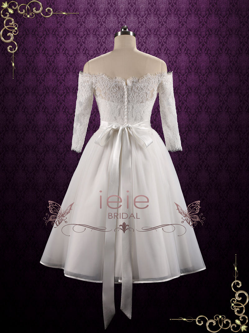 Retro Vintage Lace Off the Shoulder Wedding Dress