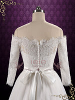 Retro Vintage Lace Off the Shoulder Wedding Dress | SALLIE
