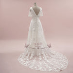 Vintage Inspired Lace A-line Wedding Dress with Short Sleeves LENORE