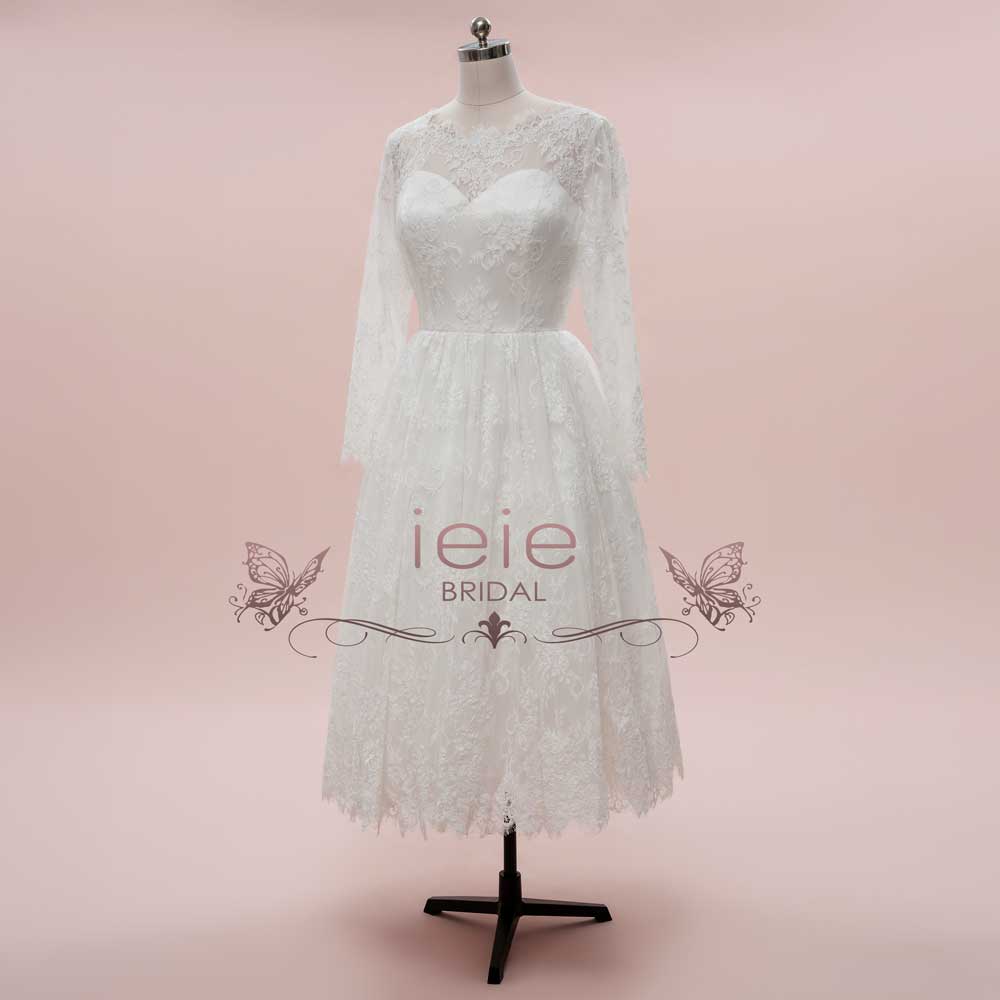 Vintage Short Sleeve Lace Silver Wedding Gown TWA3862