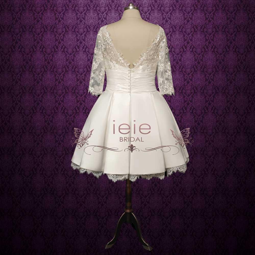 Short Lace Wedding Dress with Sleeves | NOVALIE