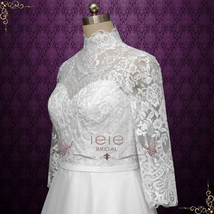 Vintage Style Lace Wedding Dress with High Neck | MARCH