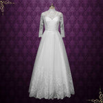 Vintage Style Lace Wedding Dress with High Neck | MARCH
