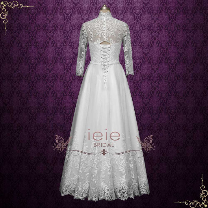 Vintage Style Lace Wedding Dress with High Neck | MARCH