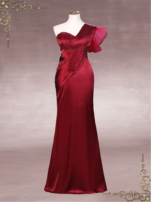 Slim Elegant Dark Red Formal Evening Dress | Sophie