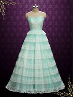 Vintage Style Strapless Turquoise Wedding Dress | KIMMIE