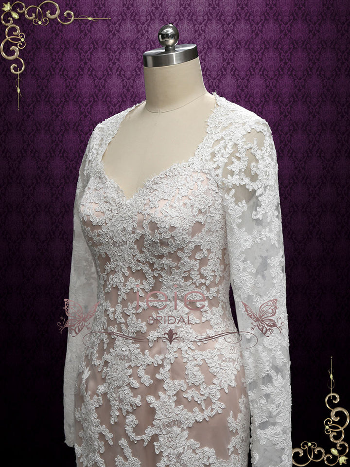 2 Piece Vintage Lace Fit and Flare Wedding Dress VALERIE