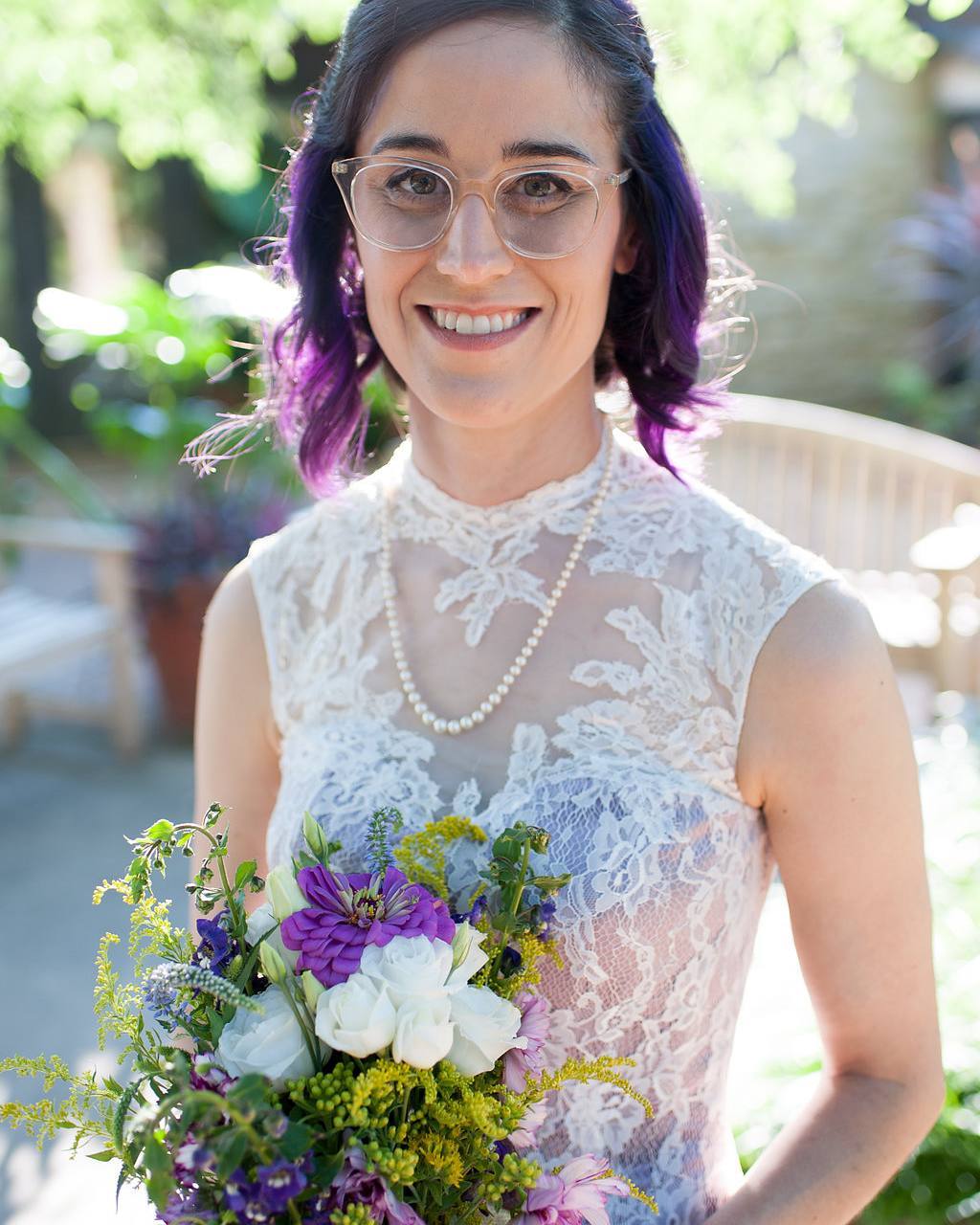 Vintage Purple Lace Wedding Dress with Keyhole Back | LUCY