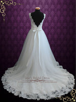 Lace Ball Gown Wedding Dress with Illusion Boat Neckline | Vana