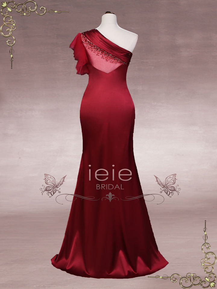 Slim Elegant Dark Red Formal Evening Dress | Sophie
