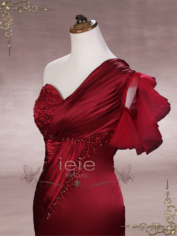 Slim Elegant Dark Red Formal Evening Dress | Sophie