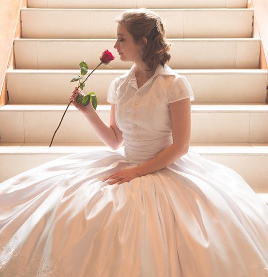 Fairy Tale 2 Piece Satin Ball Gown Wedding Dress | MELINDA