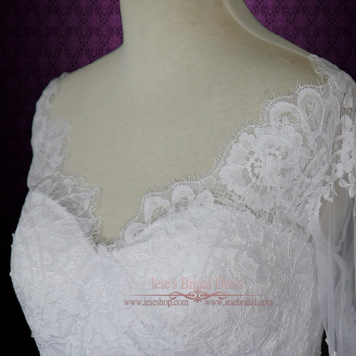 Slim Sheath Long Sleeves Lace Wedding Dress | Amanda