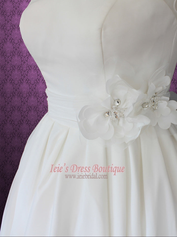 Retro Modest Tea Length Chiffon Wedding Dress KATHY
