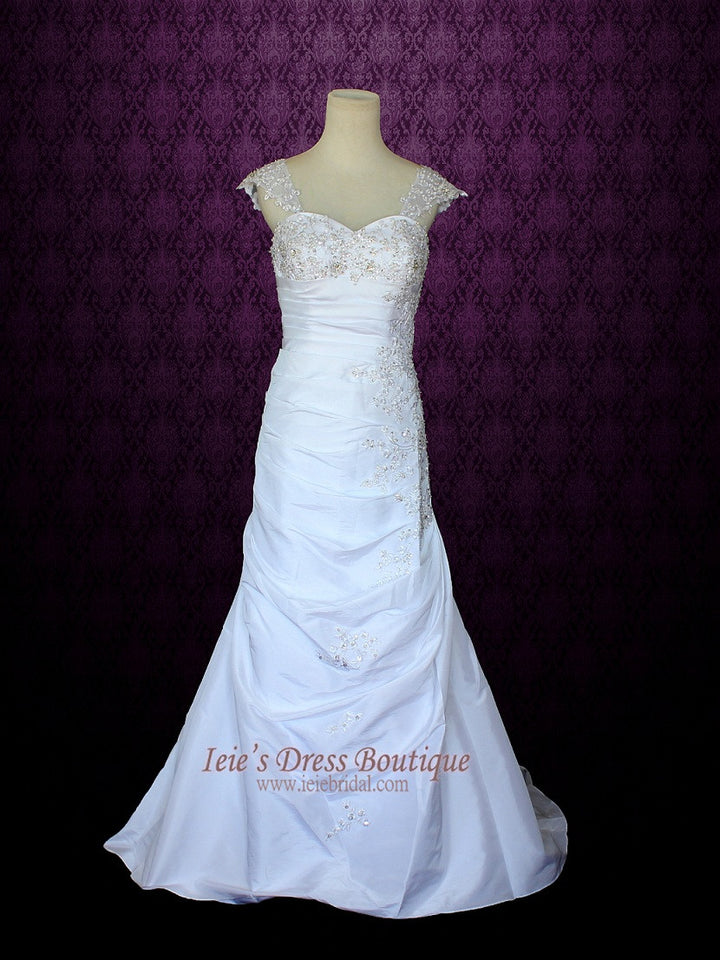 Sweetheart A-line Taffeta Wedding Dress with Detachable Cap Sleeves | ieie Sweetheart A-line Taffeta Wedding Dress with Detachable Cap Sleeves | ieie