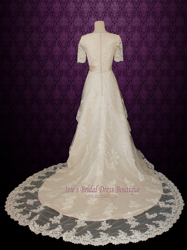 Modest Wedding Dress with Sleeves Vintage Lace LAURA
