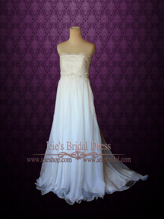 Maternity Wedding Dress Strapless Empire Waist Chiffon