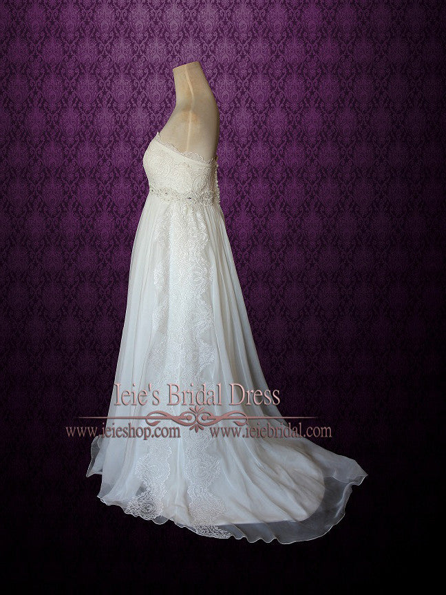 Maternity Wedding Dress Strapless Empire Waist Chiffon | Hollie ieie Maternity Wedding Dress Strapless Empire Waist Chiffon | Hollie ieie