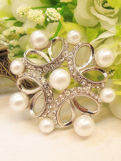 Silver Pearl Brooch