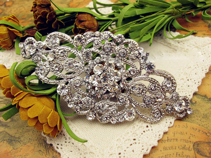 Crystal Jeweled Wedding Brooch