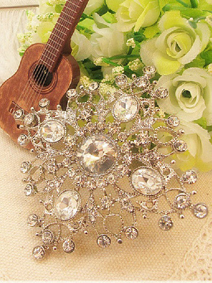 Square Crystal Wedding Dress Brooch