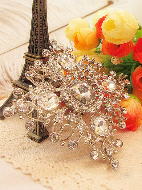 Square Crystal Wedding Dress Brooch