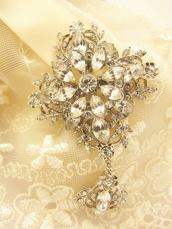 Crystal Jeweled Wedding Brooch