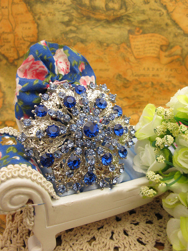 Something Blue Crystal Wedding Brooch