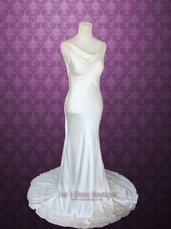 Retro Hollywood Vintage Style Cowl Neck Silk Wedding Gown RITA