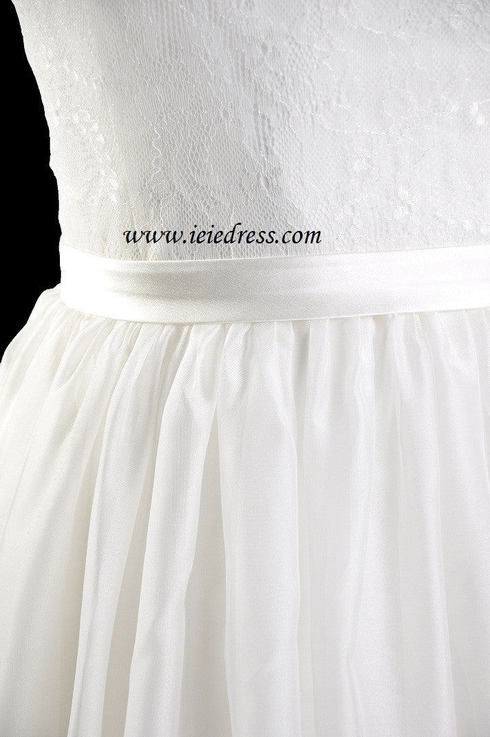 Knee Length Vintage Style Lace Wedding Dress LIZ