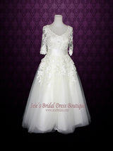 Long Sleeves Wedding Dress Short Retro Tea Length Wedding Dress | Marina
