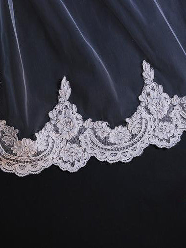 Chapel Length Lace Mantilla Wedding Bridal Veil 90''