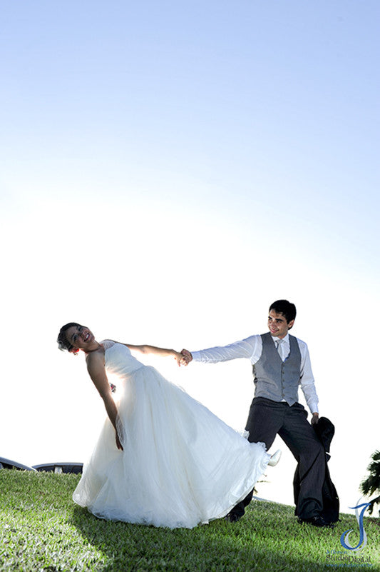 Asymetrical One Shoulder Princess Tulle Ball Gown with Flower Sash